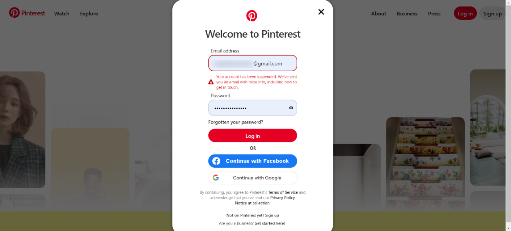 Pinterest Account Permanently Suspended